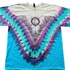 Mens Tie-Dye Crystal Graphic T-Shirt Festival Boho Size 2XL
